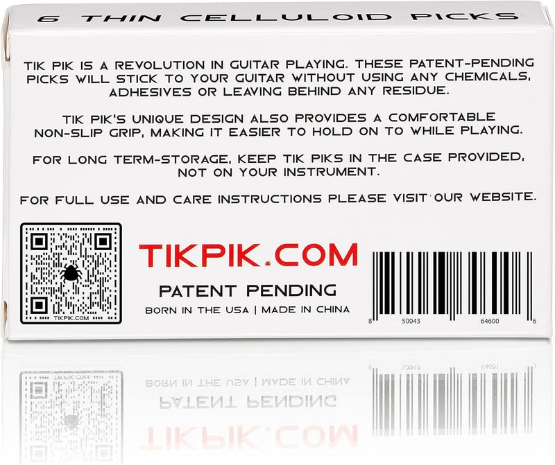Tik Pik طقم 6 قطع من ريش الجيتار للجيتارات الصوتية والبيس | كما تم عرضه في برنامج شارك تانك | رفيع أسود - Image 4